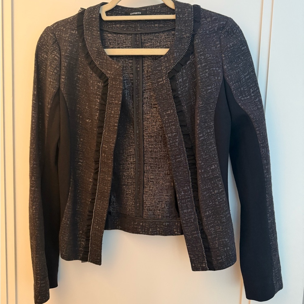 Express Embellished Ruffle Trim Blazer Jacket - Picture 5 of 6